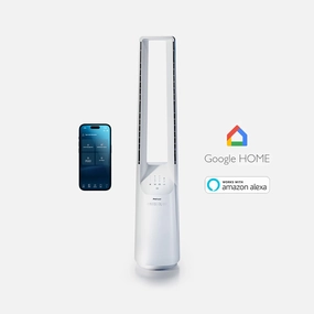 40" Bladeless Tower Fan with Smart App Control - White smart home fans with remote access