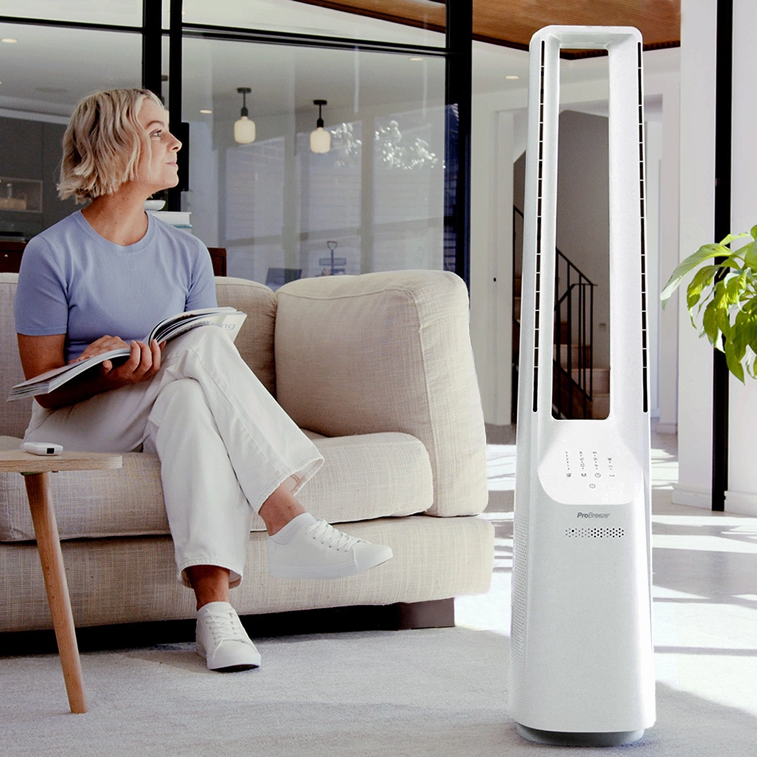 40" Bladeless Tower Fan with Smart App Control - White