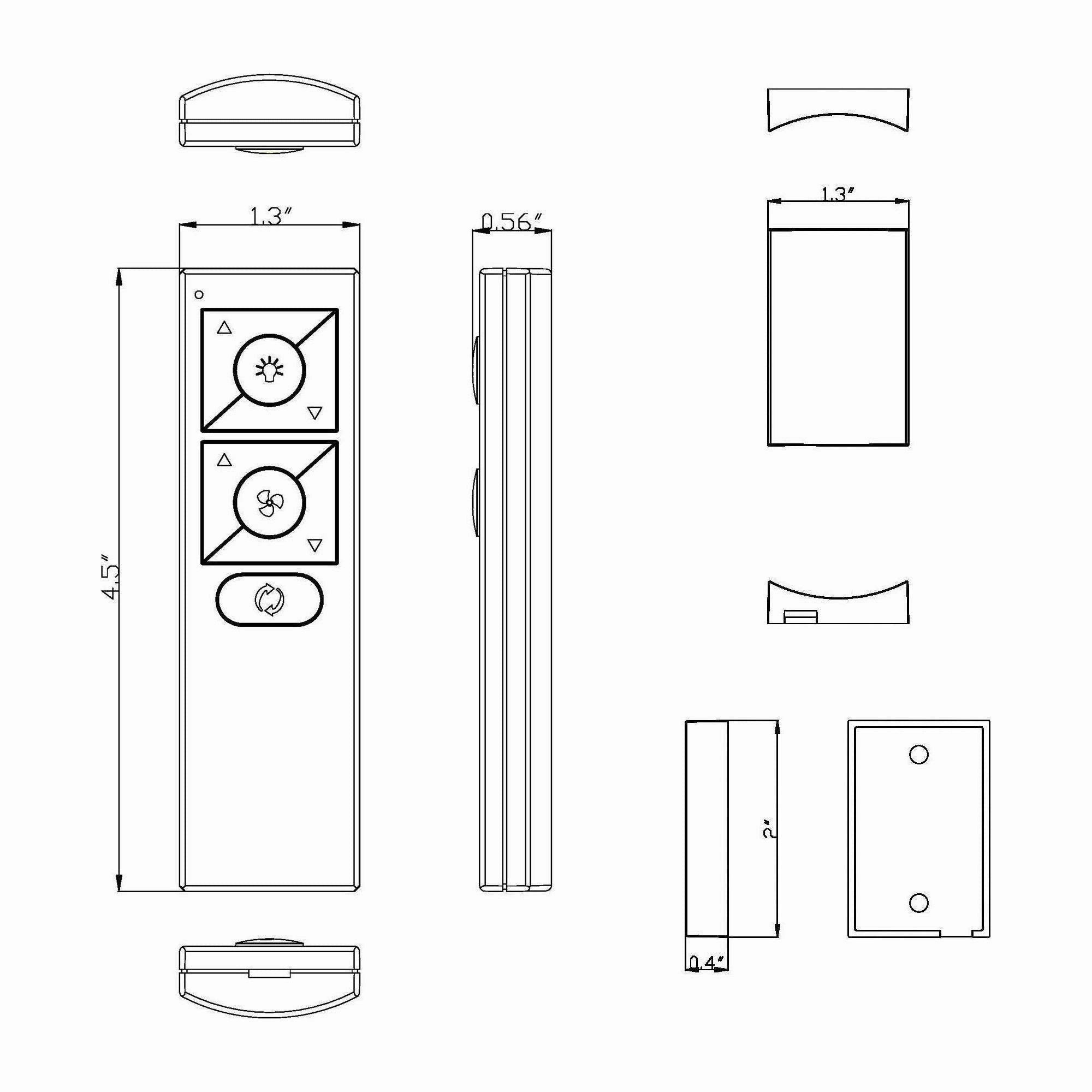 6-Speed Ceiling Fan Wireless RF Remote Control with Wall Cradle