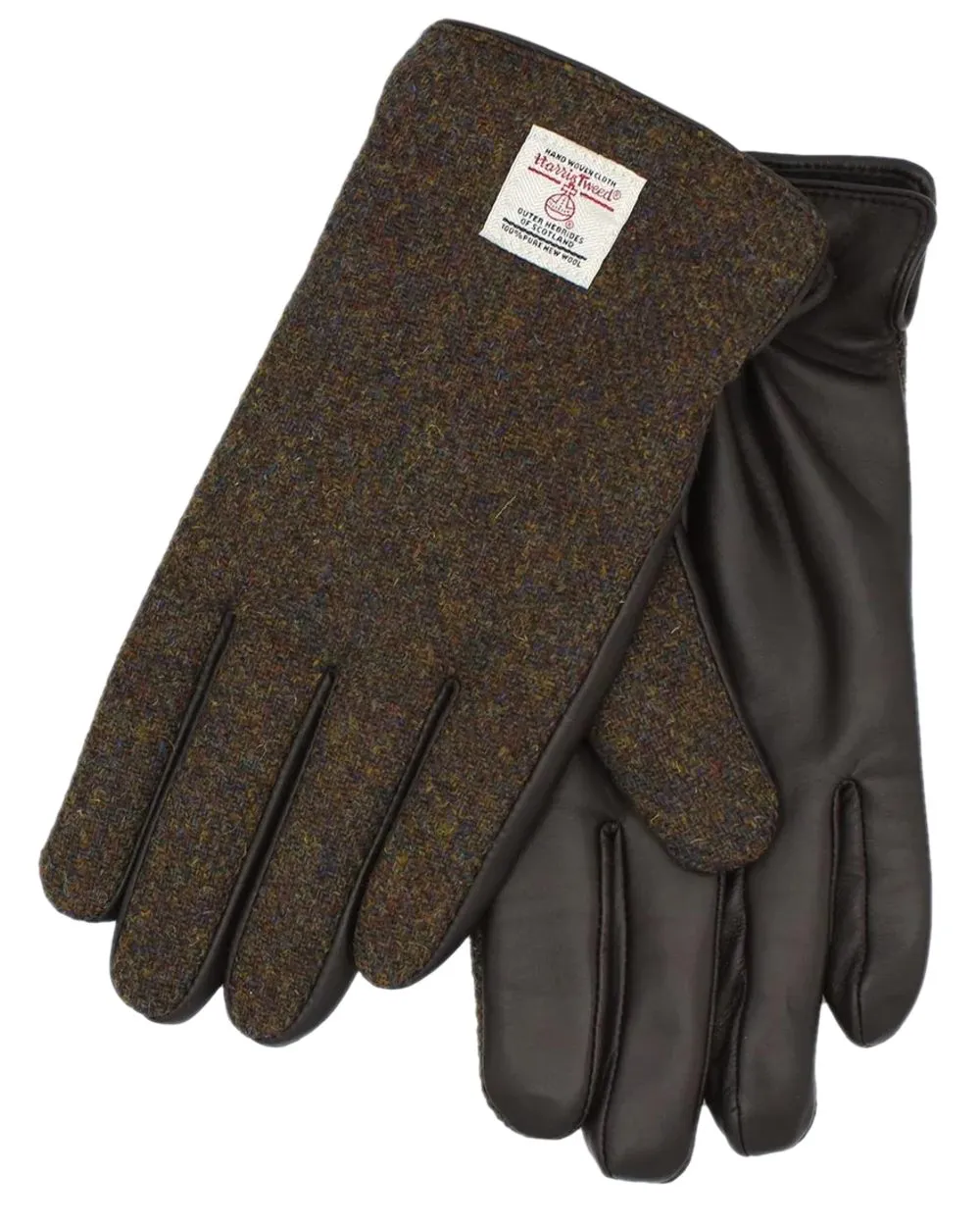 Accessories Heather Hats Heather Mens Grant Harris Tweed And Leather Gloves