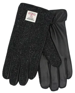 Accessories Heather Hats Heather Mens Grant Harris Tweed And Leather Gloves