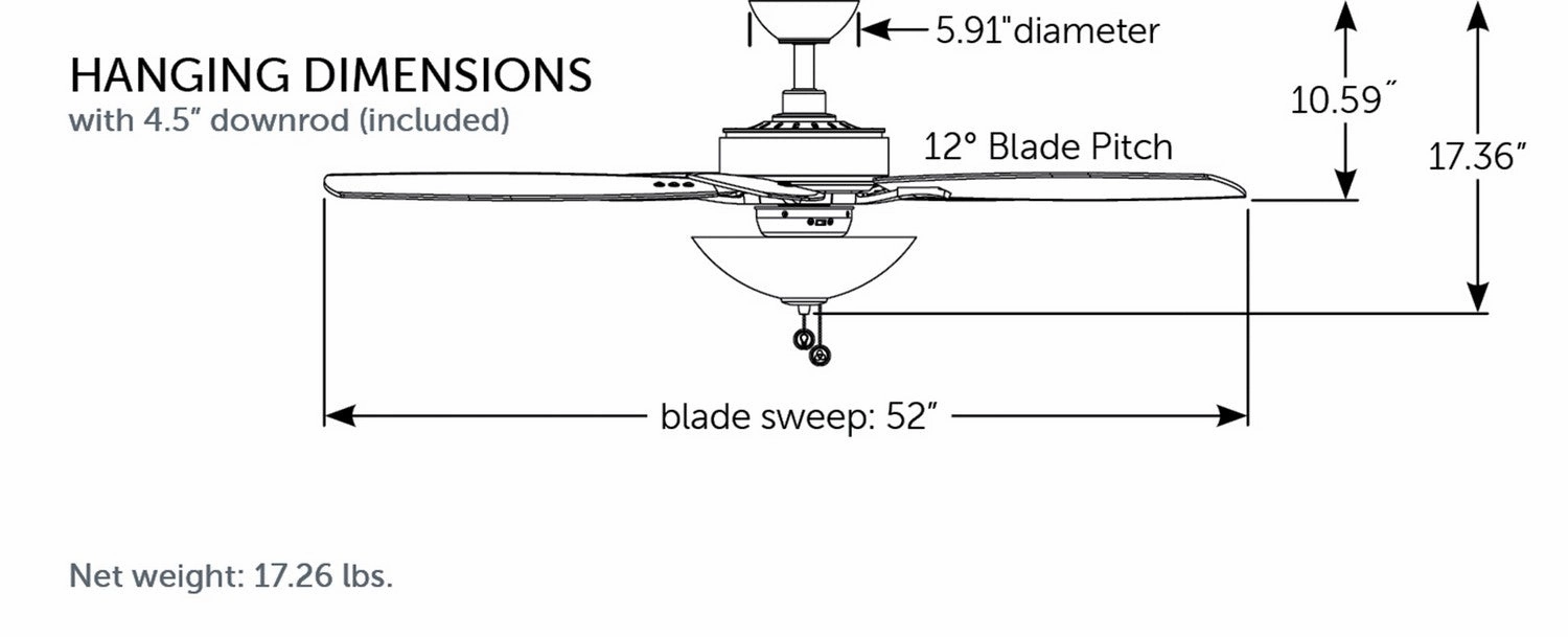 Aire Deluxe 52"Ceiling Fan Brushed Nickel