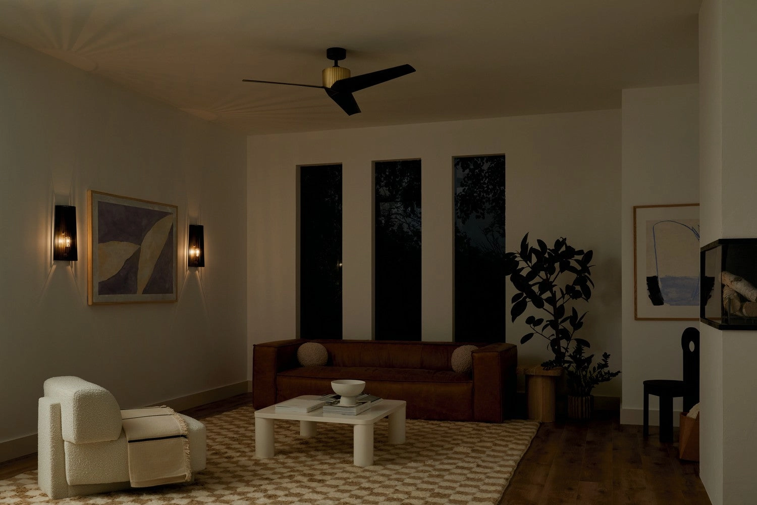 Almere 56"Ceiling Fan Natural Brass