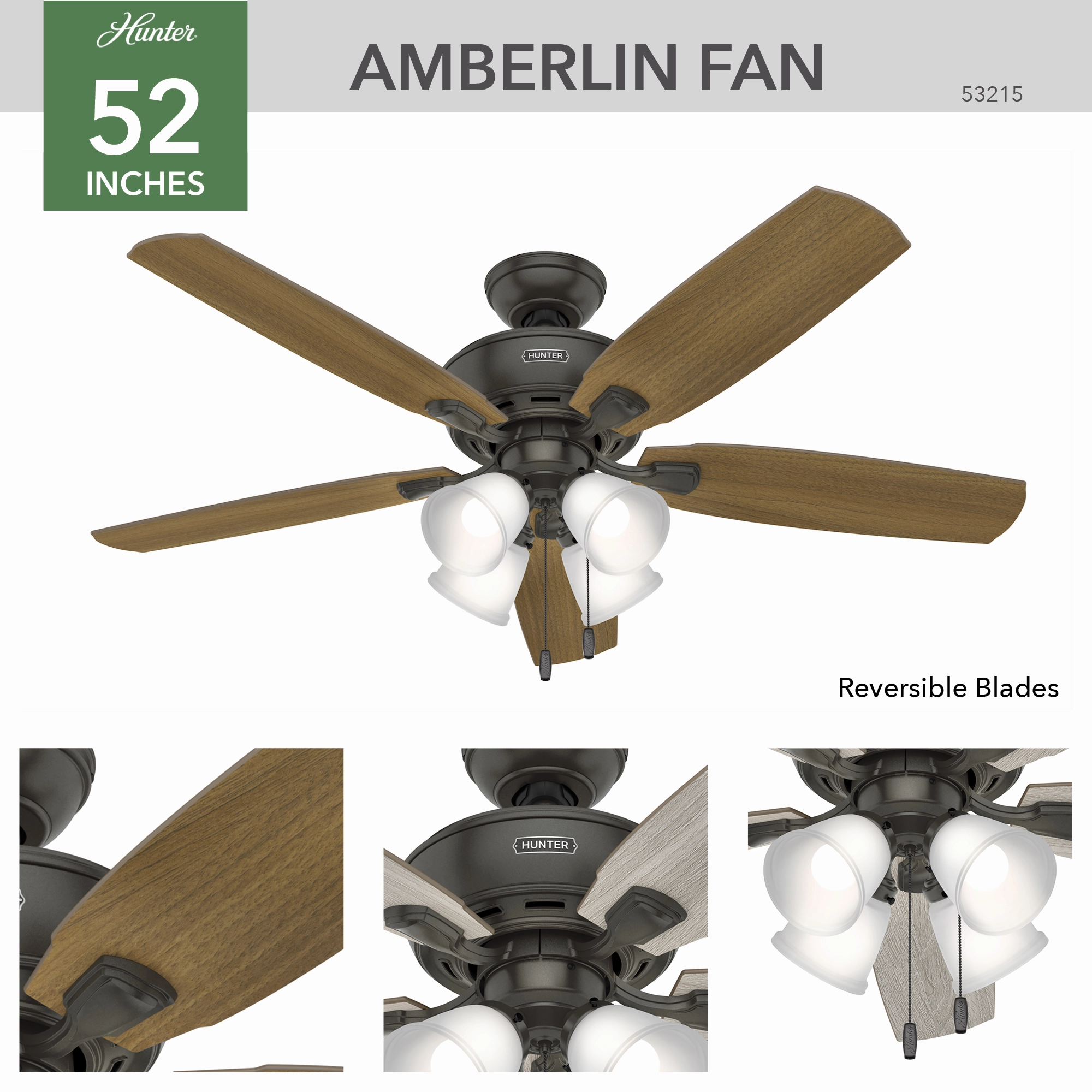 Amberlin 52"Ceiling Fan Noble Bronze
