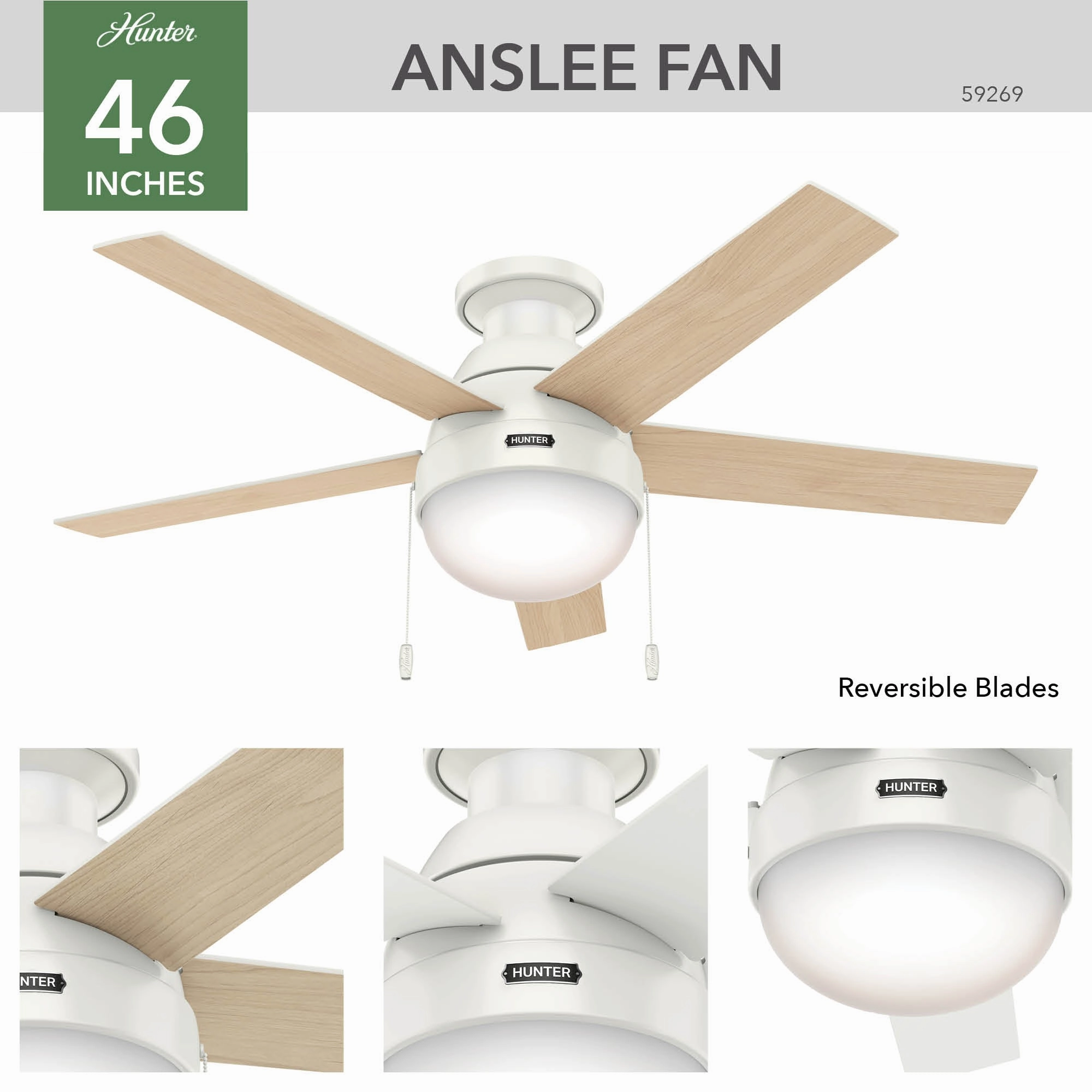 Anslee 46"Ceiling Fan Fresh White