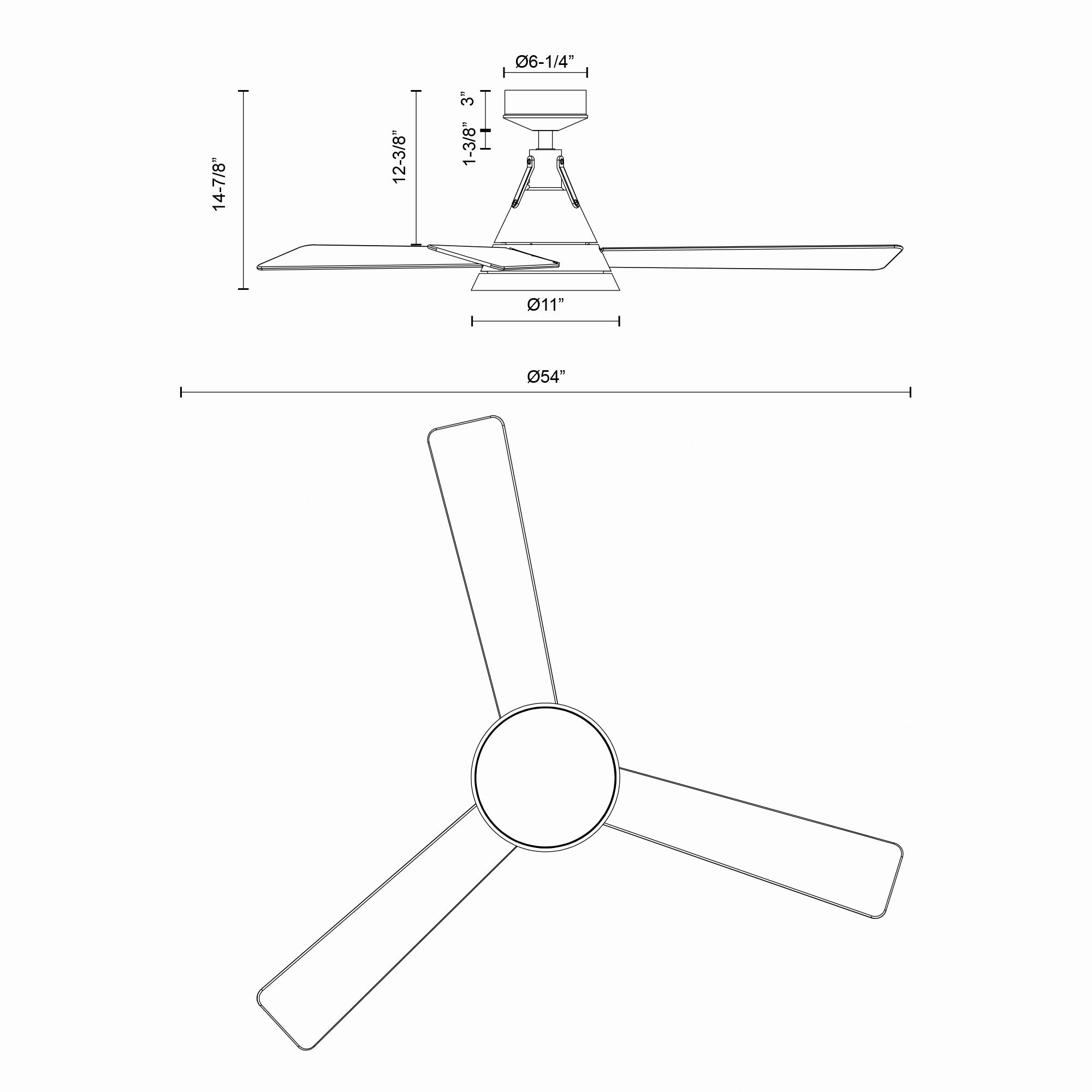 Archer 54"Ceiling Fan Matte Black