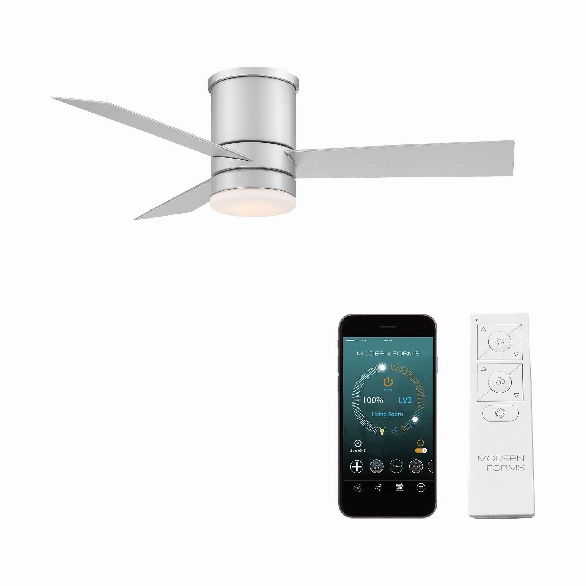 Axis Indoor/Outdoor 3-Blade 44" Smart Flush Mount Ceiling Fan with LED Light Kit and Remote Control