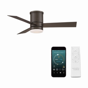 Axis Indoor/Outdoor 3-Blade 44" Smart Flush Mount Ceiling Fan with LED Light Kit and Remote Control quiet ceiling fans with remote control