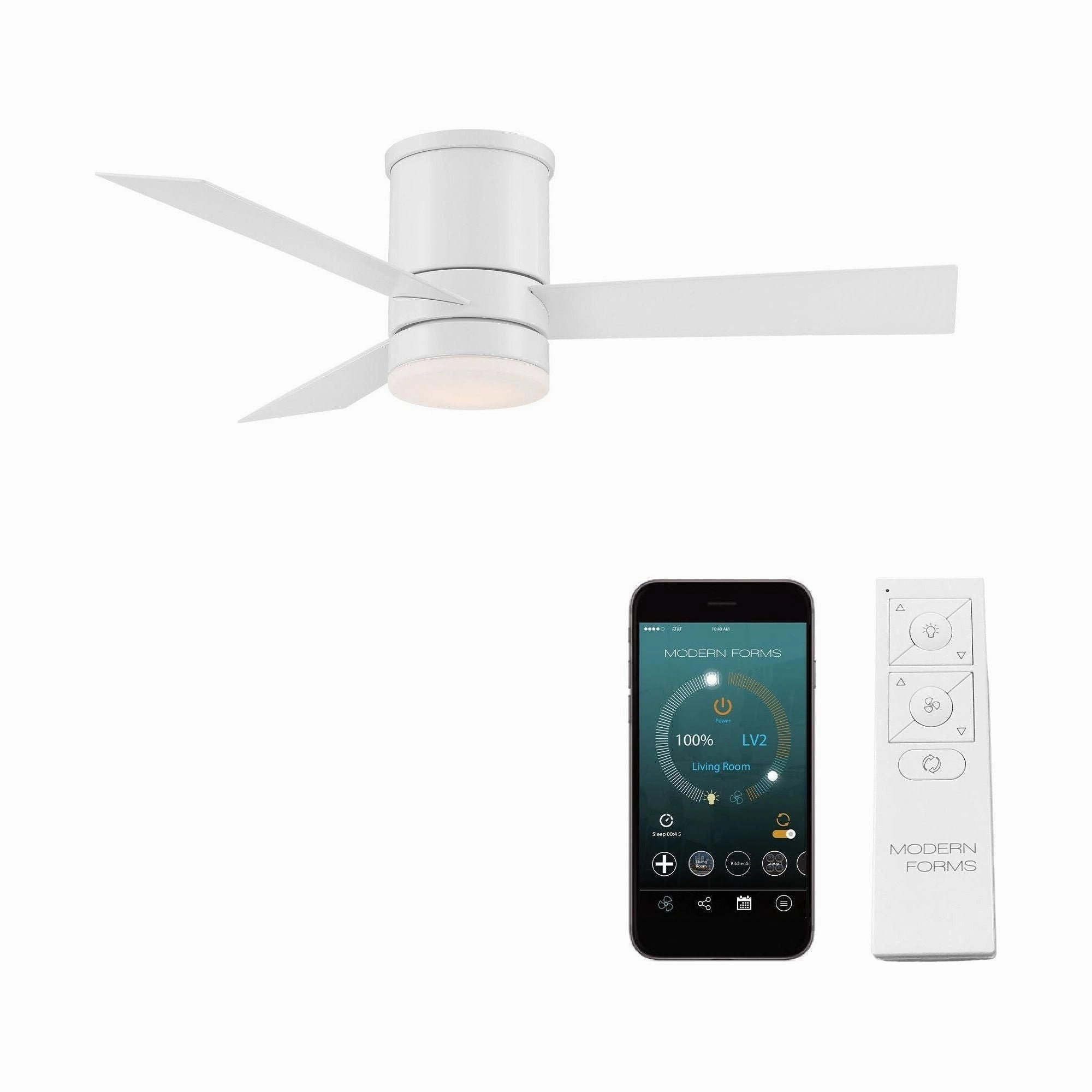 Axis Indoor/Outdoor 3-Blade 44" Smart Flush Mount Ceiling Fan with LED Light Kit and Remote Control