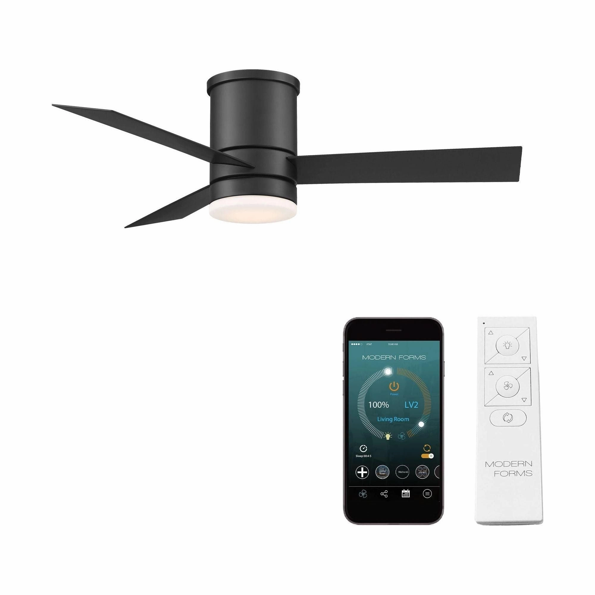 Axis Indoor/Outdoor 3-Blade 44" Smart Flush Mount Ceiling Fan with LED Light Kit and Remote Control