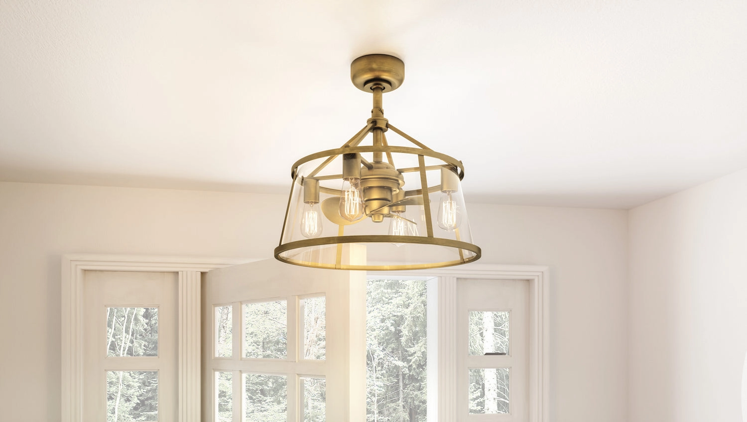 Barlow Four Light Fandelier Weathered Brass