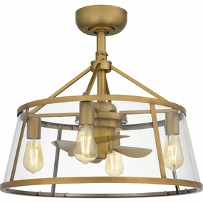 Barlow Four Light Fandelier Weathered Brass small electric fans for personal cooling