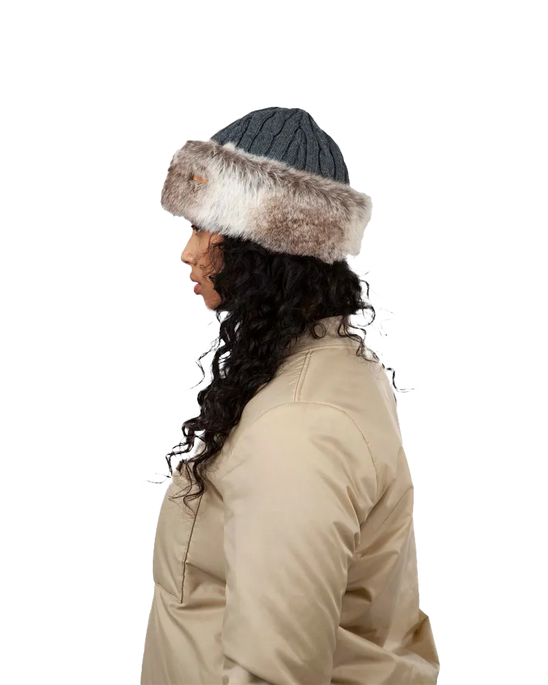 Barts Accessories Fur Cable Band Hat in Heather Brown