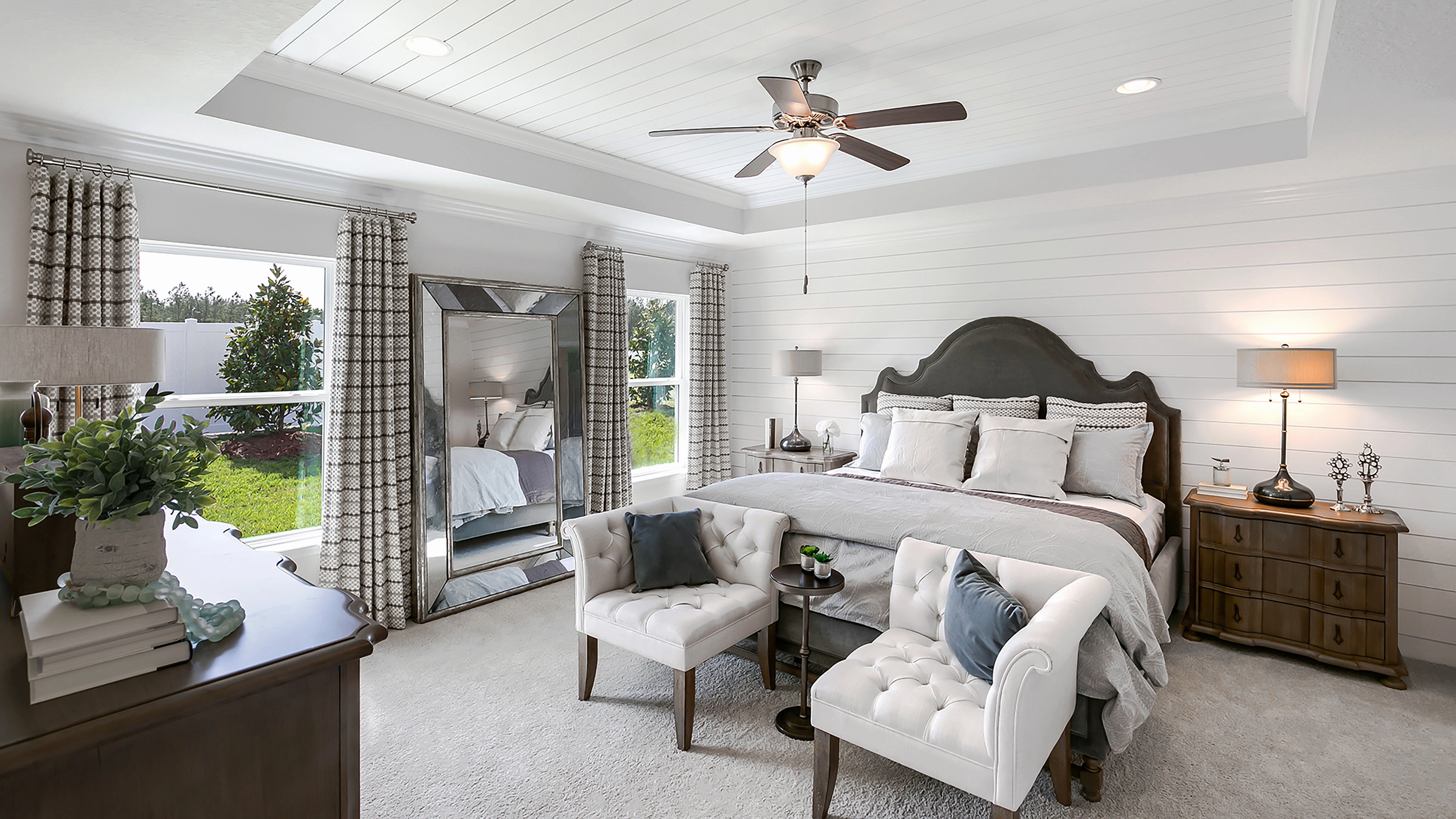 Basic-Max 52"Ceiling Fan Satin Nickel / Walnut / Pecan