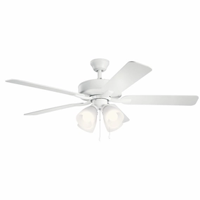 Basics Pro Premier 52"Ceiling Fan Matte White modern medium fans for everyday cooling