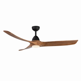 Baylor 60"Ceiling Fan Matte Black/Natural Wood quiet medium fans for living room use
