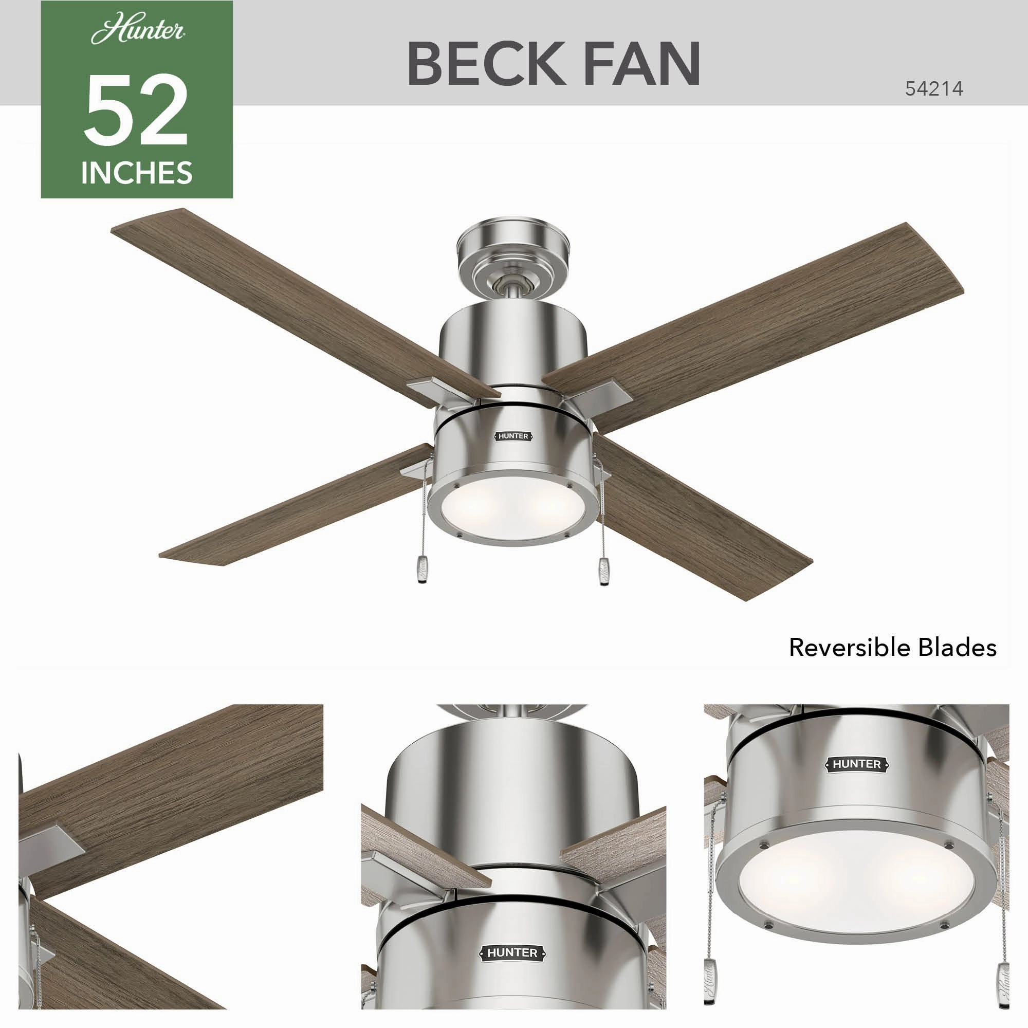 Beck 52"Ceiling Fan Brushed Nickel