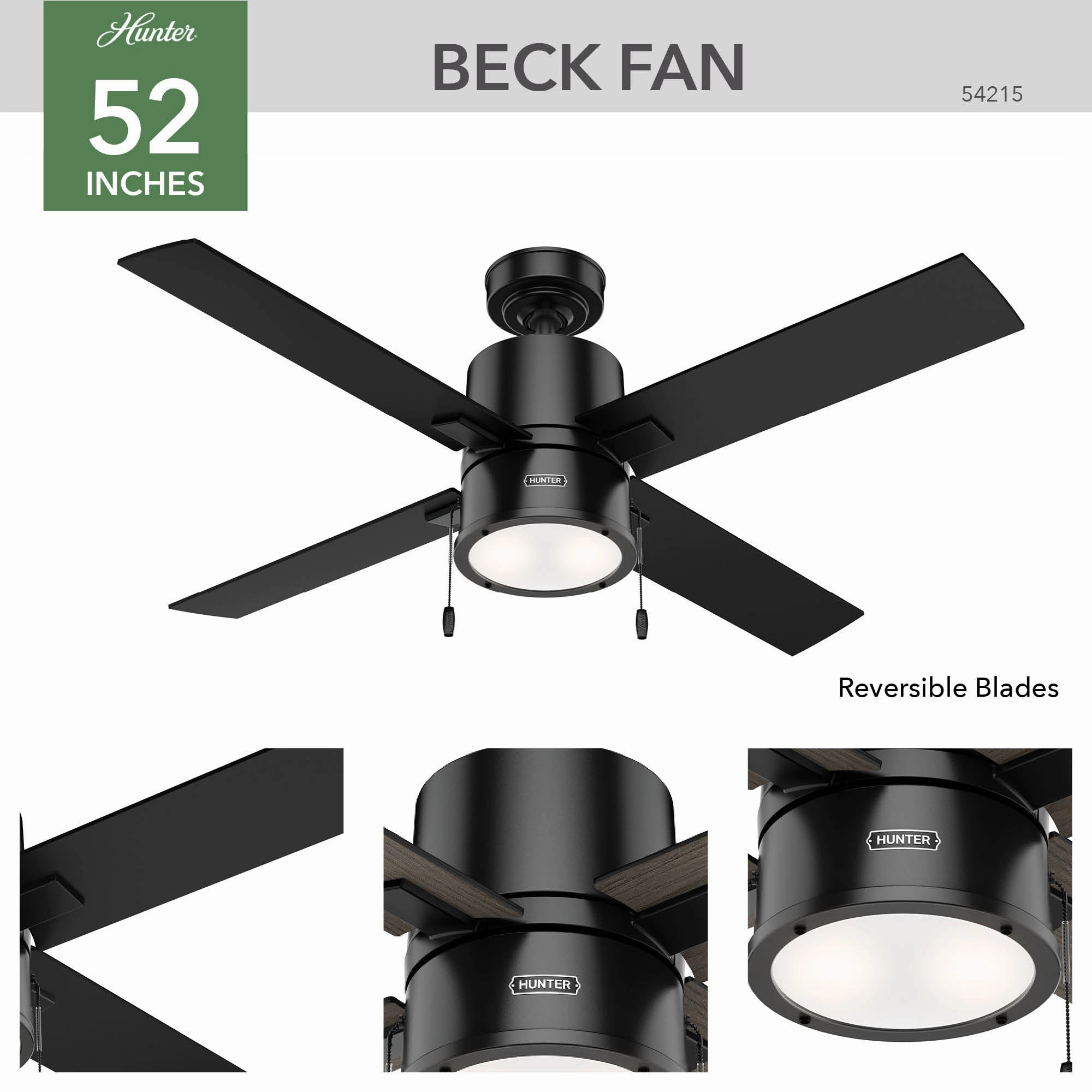 Beck 52"Ceiling Fan Matte Black