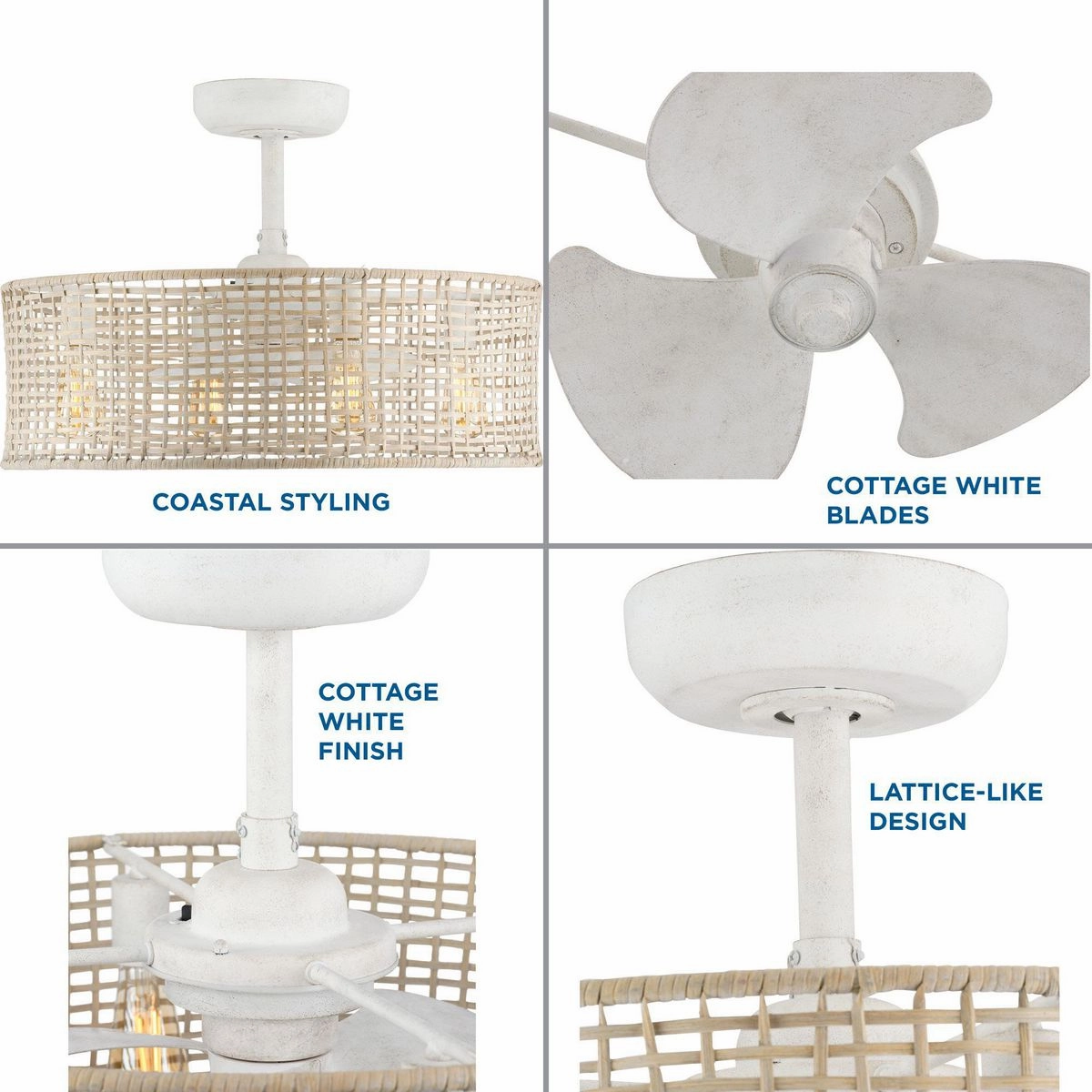 Belva 25"Ceiling Fan Cottage White