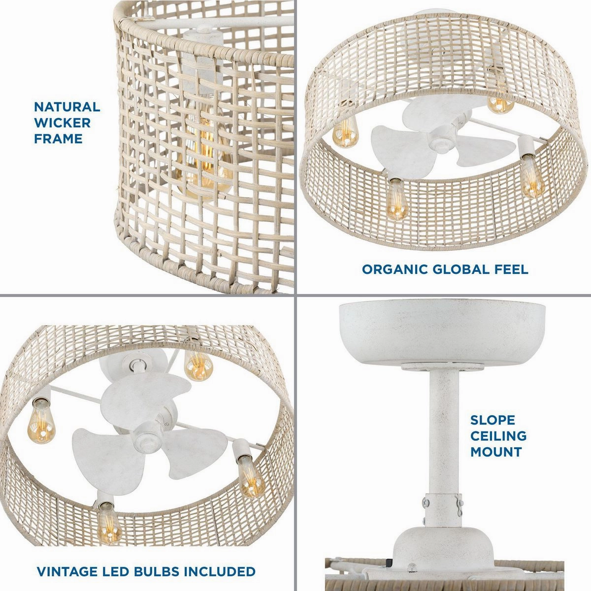 Belva 25"Ceiling Fan Cottage White