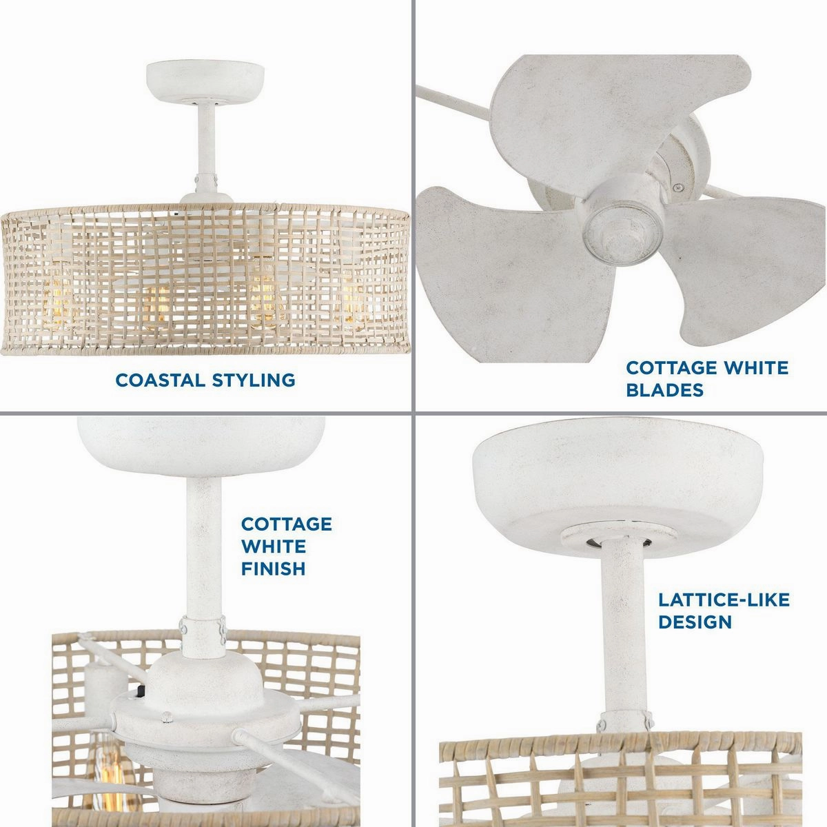 Belva 25"Ceiling Fan Cottage White