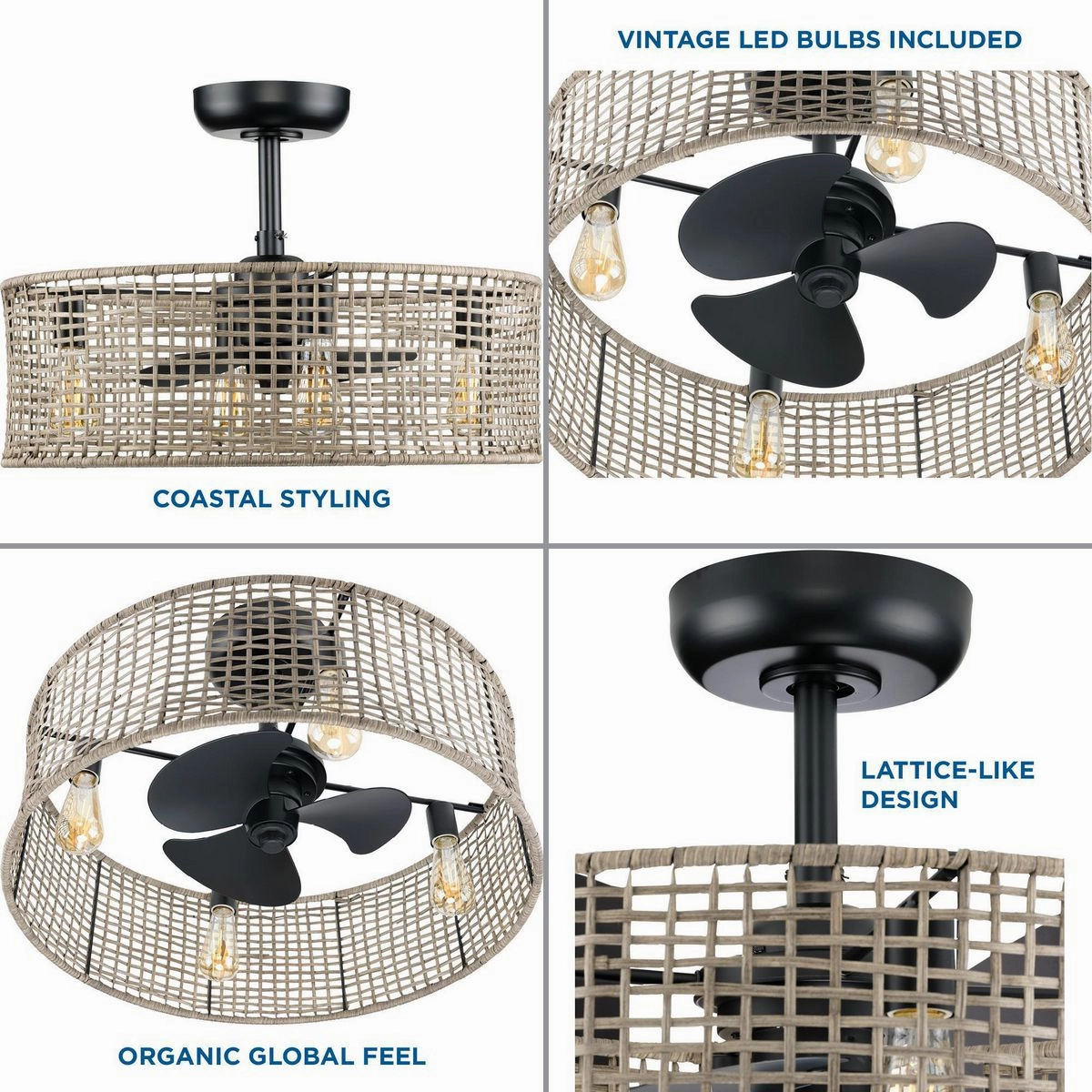 Belva 25"Ceiling Fan Matte Black