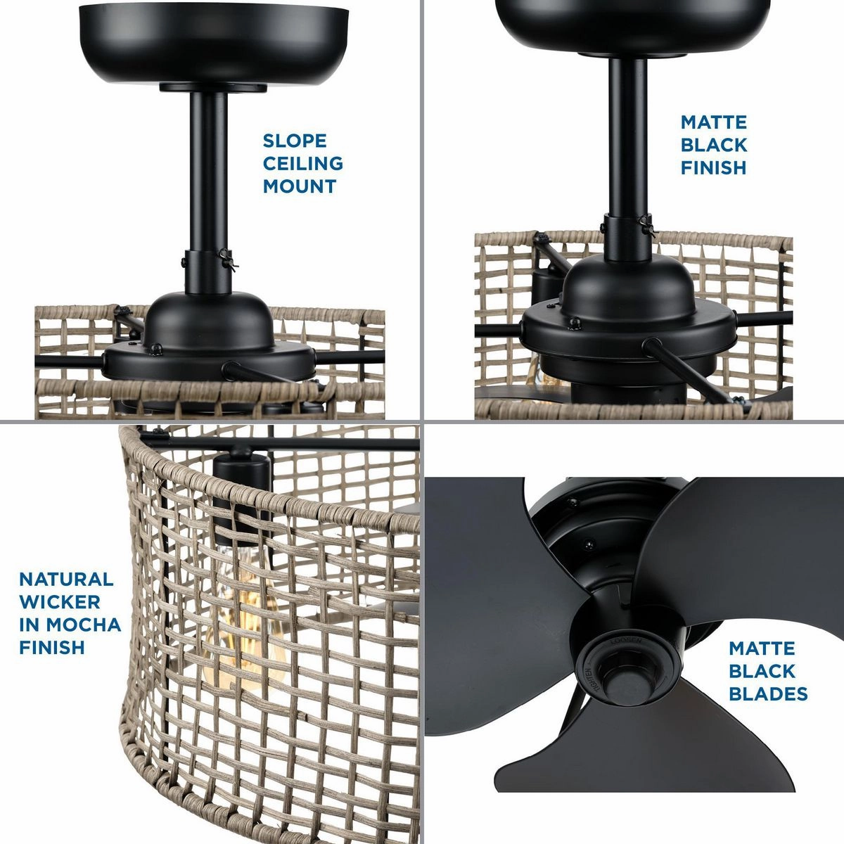 Belva 25"Ceiling Fan Matte Black