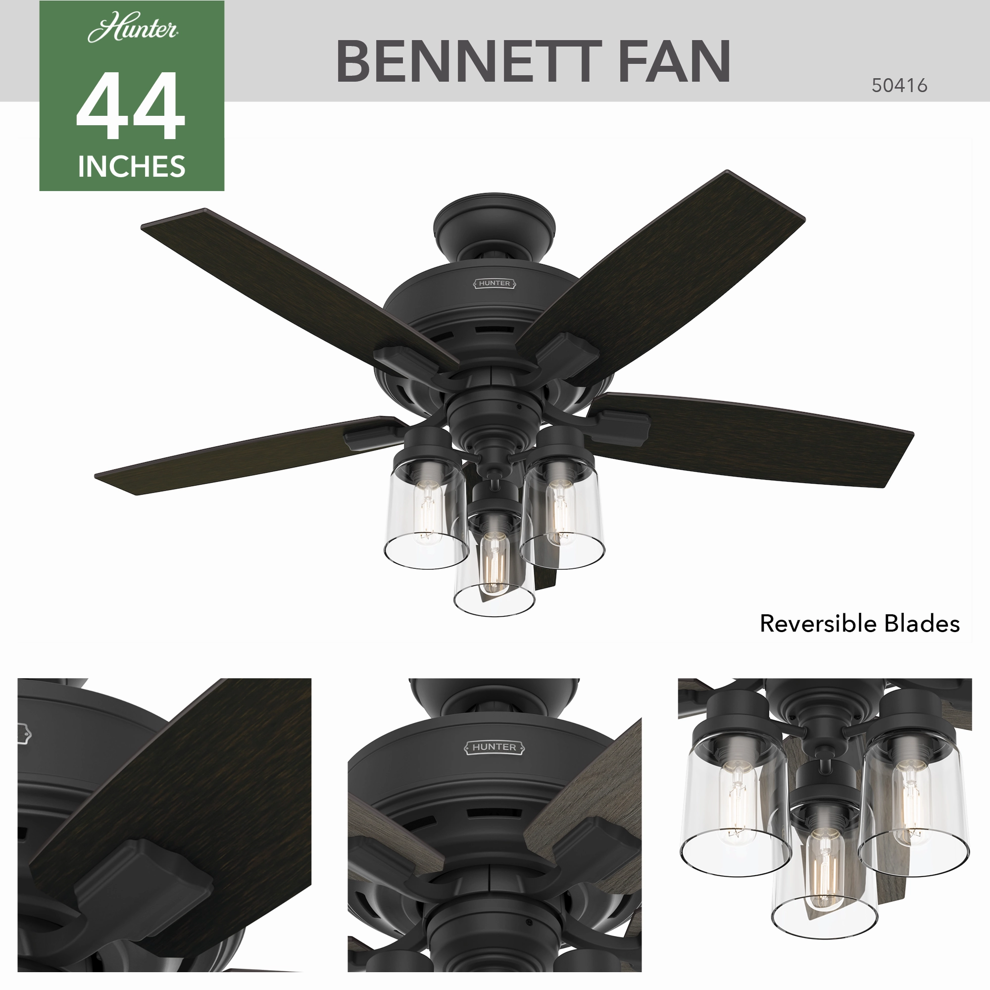 Bennett 44"Ceiling Fan Matte Black