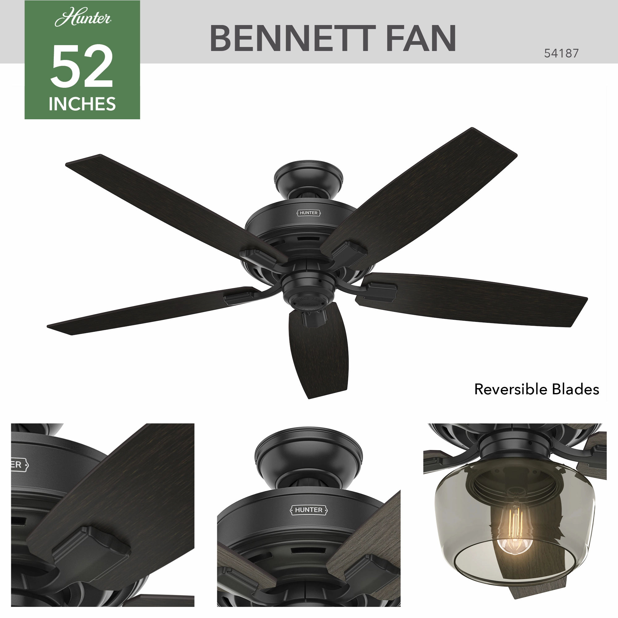 Bennett 52"Ceiling Fan Matte Black