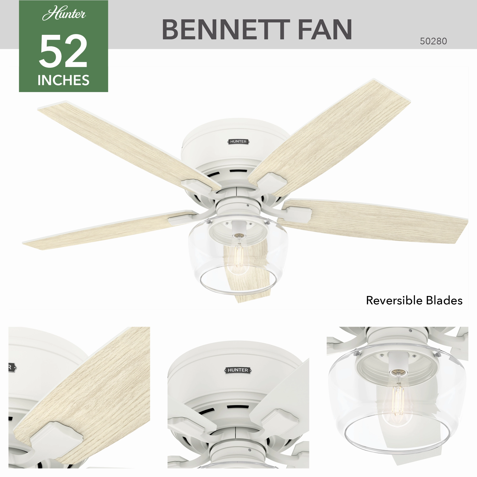 Bennett 52"Ceiling Fan Matte White
