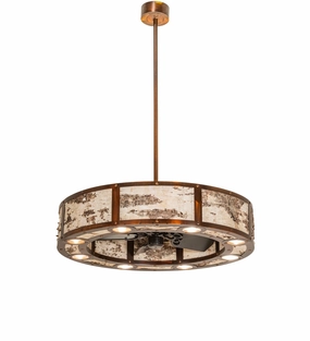 Birchwood 16 Light Chandel-Air Vintage Copper/Birch Wood decorative fandeliers with lights