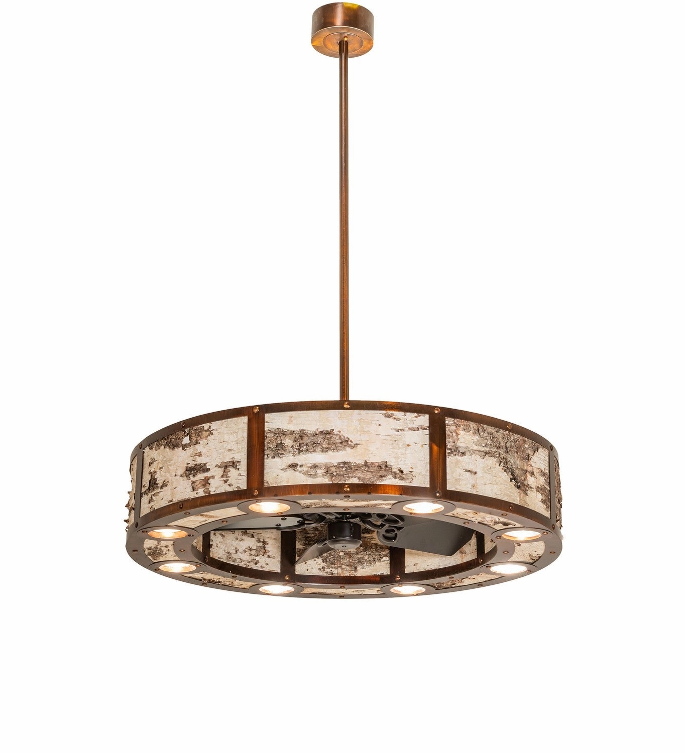 Birchwood 16 Light Chandel-Air Vintage Copper/Birch Wood decorative fandeliers with lights