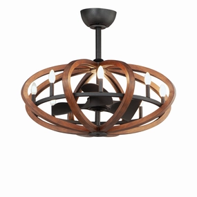 Bodega Bay LED Fandelight Antique Pecan / Anthracite decorative fandeliers with lights