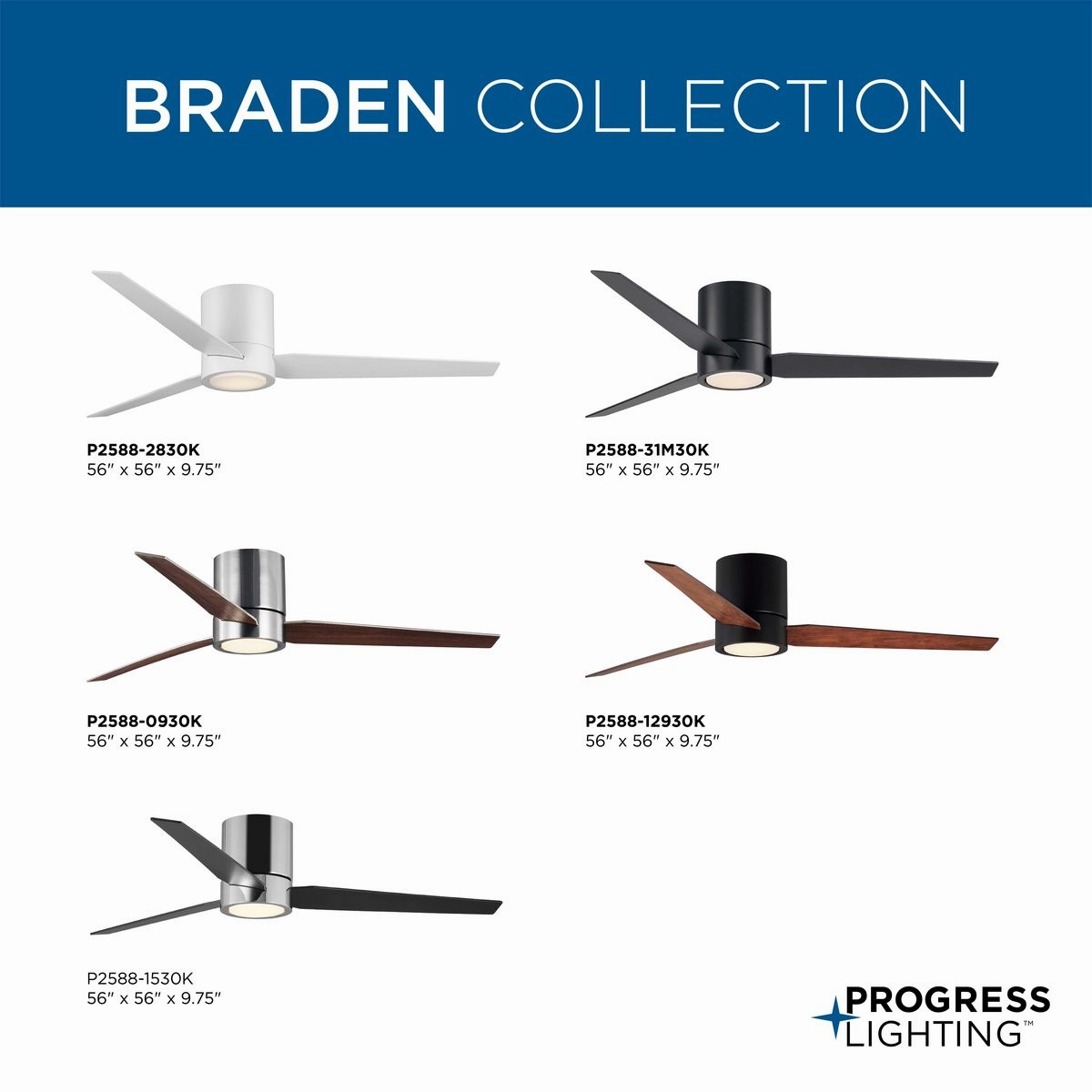 Braden 56"Ceiling Fan Brushed Nickel