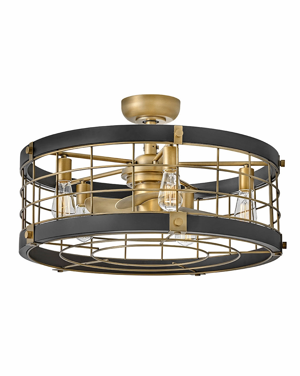 Bryce 27" LED Fandelier Heritage Brass decorative fandeliers with lights