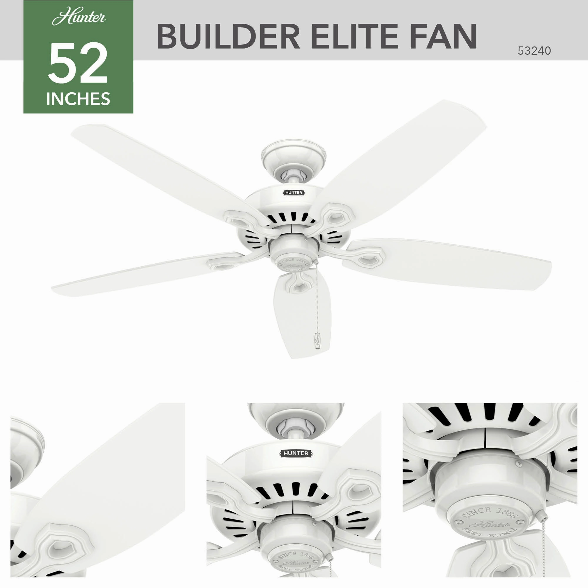 Builder 52"Ceiling Fan Snow White