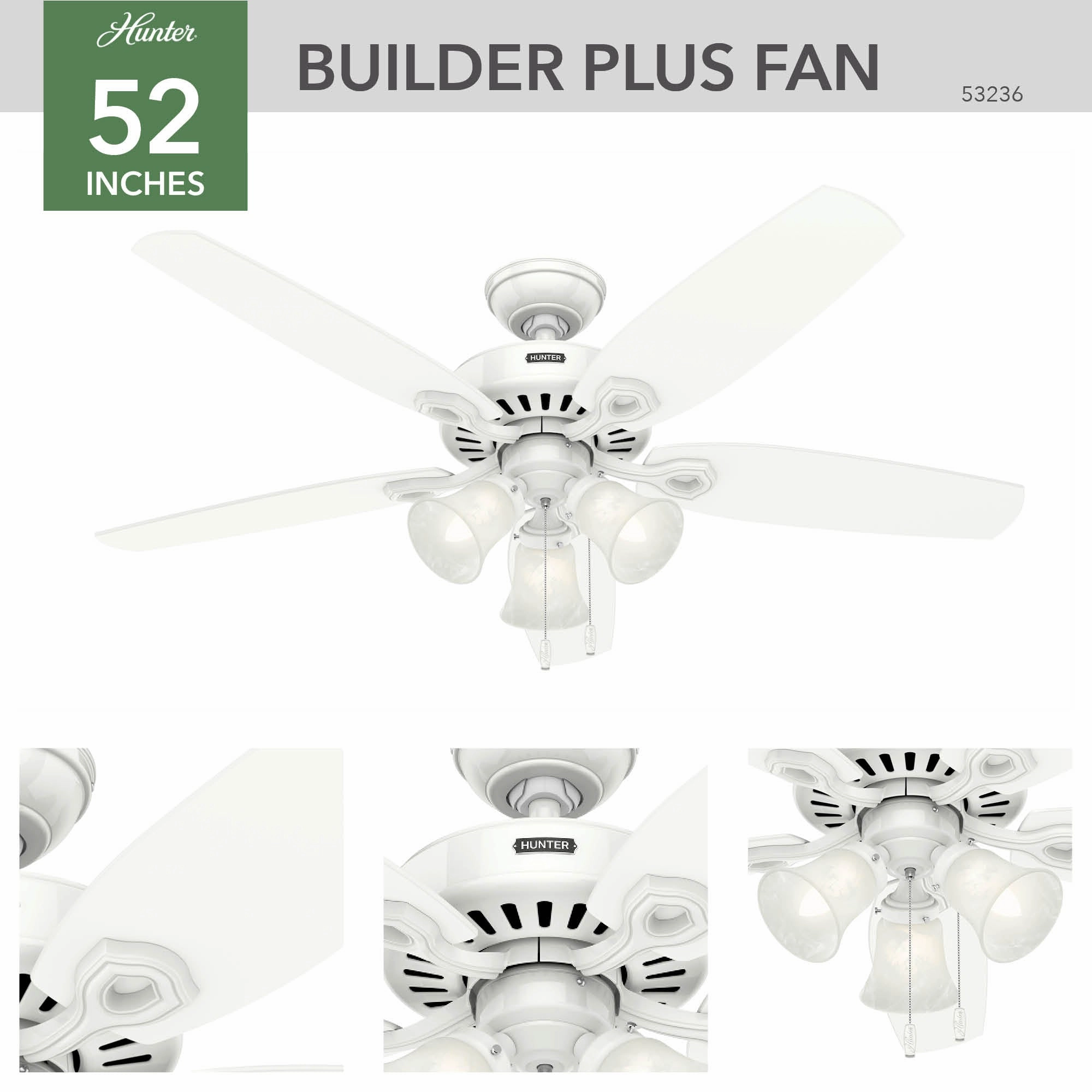 Builder 52"Ceiling Fan Snow White