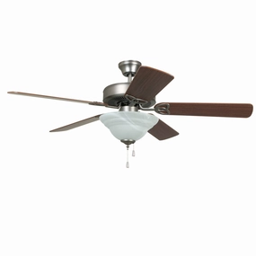 Builder Deluxe 52" Ceiling Fan in Brushed Polished Nickel quiet indoor fans for bedrooms and offices