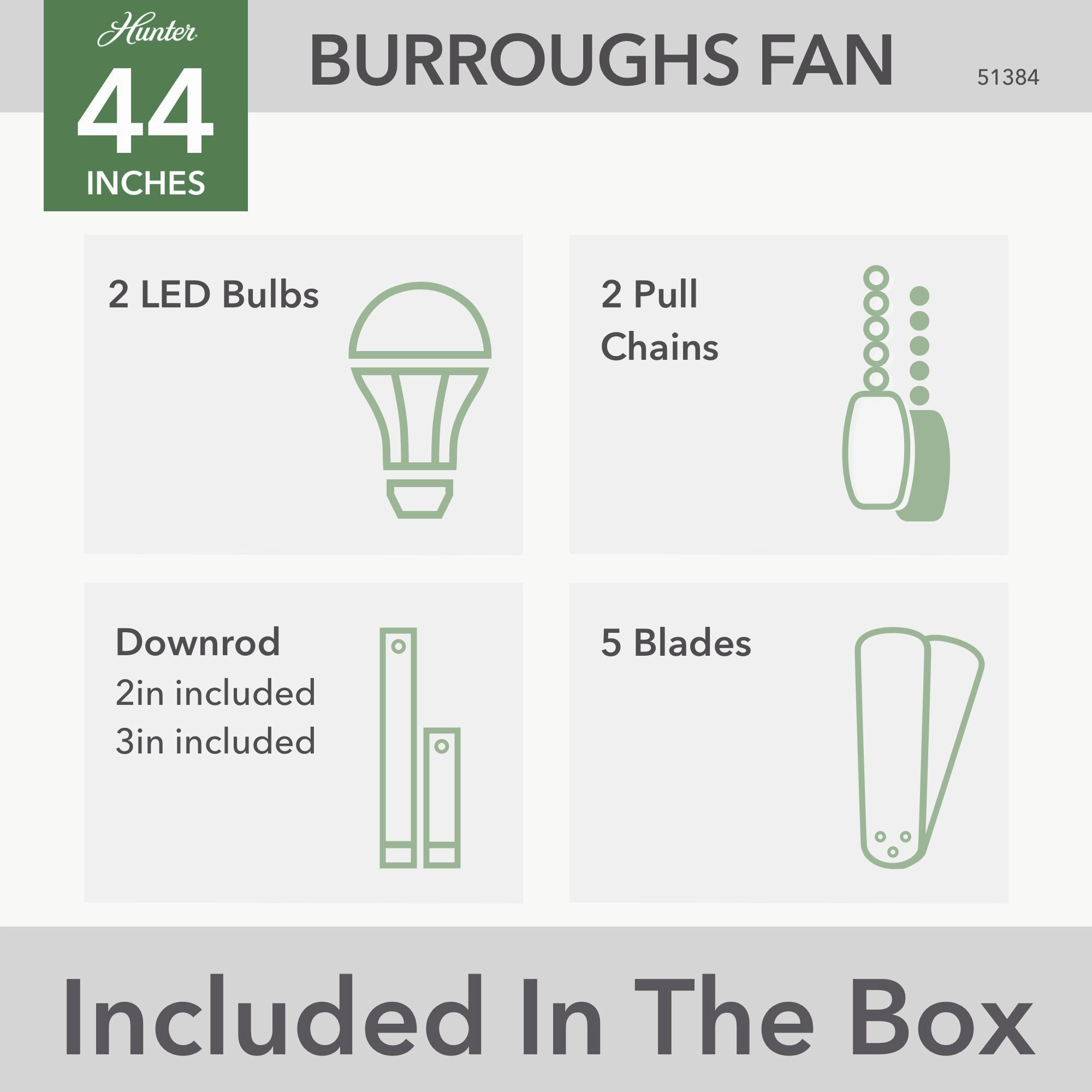 Burroughs 44"Ceiling Fan Matte Silver