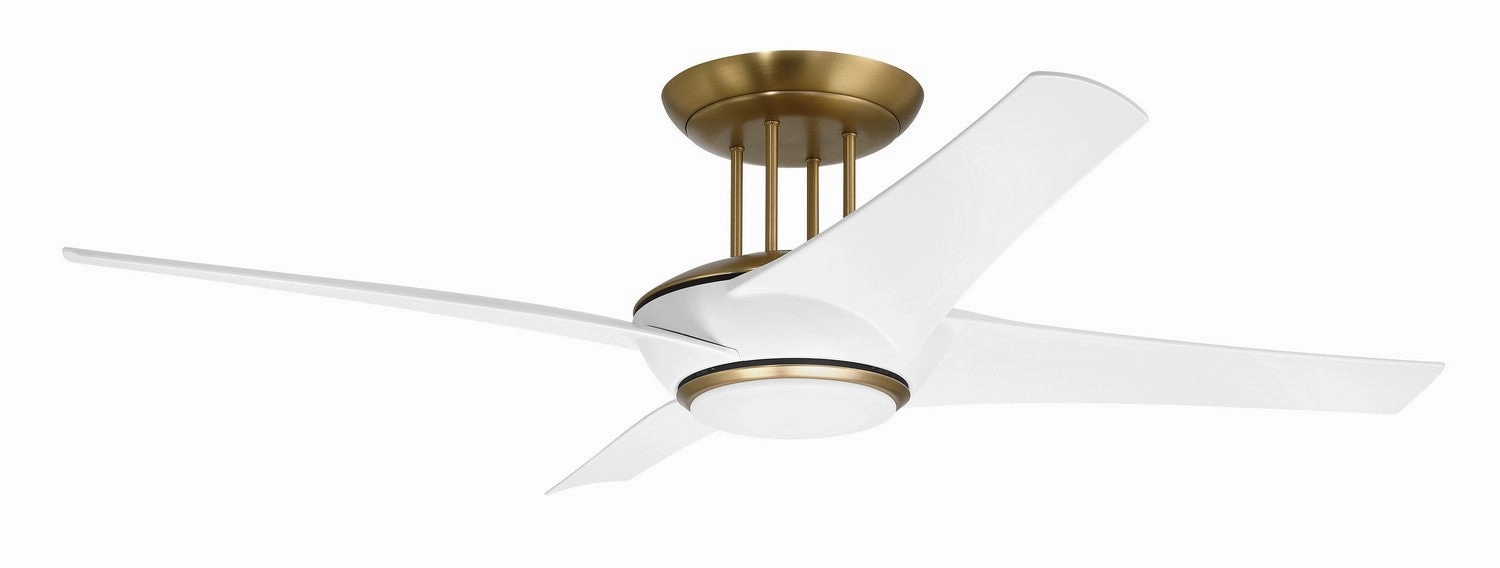 Cam 54"Ceiling Fan White/Satin Brass oscillating medium fans with strong airflow