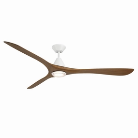 Carve 72"Ceiling Fan Matte White/Distressed Koa energy-efficient medium fans with remote