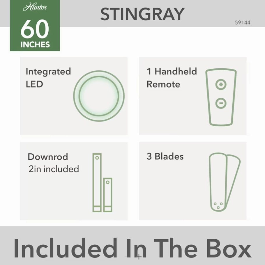 Casablanca Stingray 60" Indoor DC Ceiling Fan with 18W LED and Remote