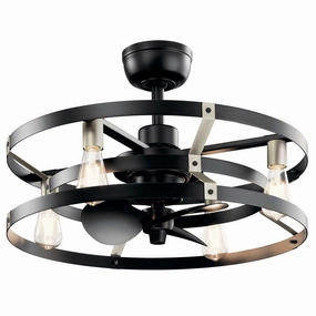 Cavelli 25"Ceiling Fan Satin Black decorative fandeliers with lights