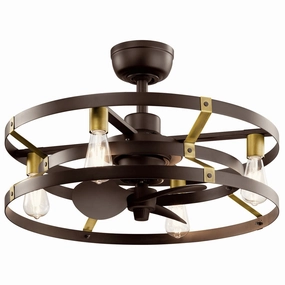 Cavelli 25"Ceiling Fan Satin Natural Bronze decorative fandeliers with lights