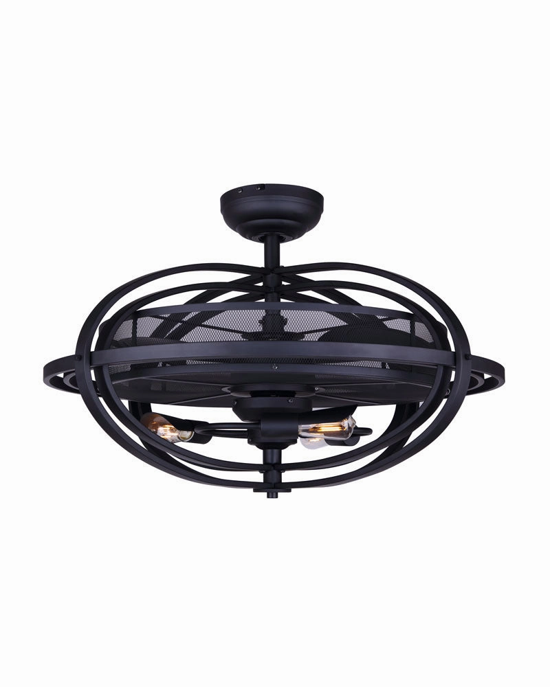 Cf24Cyr3Bk 24"Ceiling Fan Matte Black decorative fandeliers with lights
