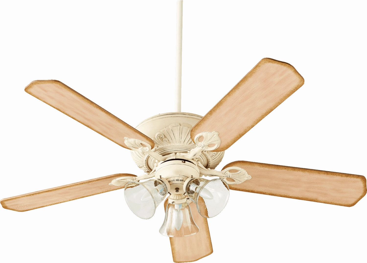 Chateaux Uni-Pack 52"Ceiling Fan Persian White w/ Clear/Seeded quiet medium fans for living room use
