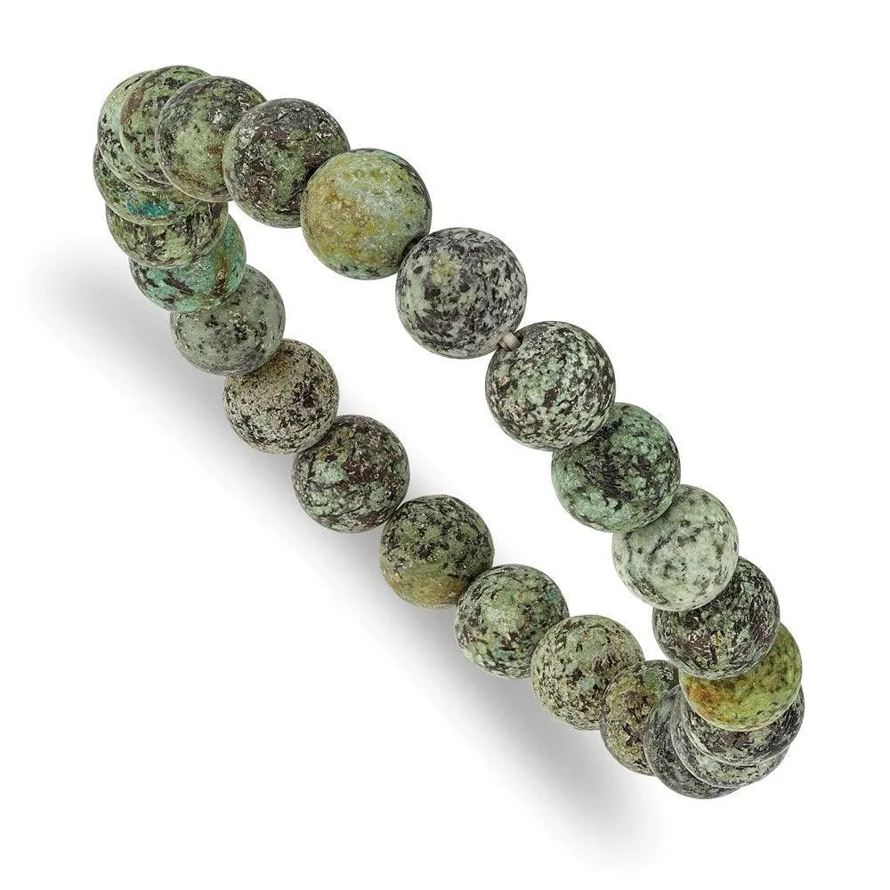 Chisel Jewelry African Pine Agate Beaded Stretch Bracelet