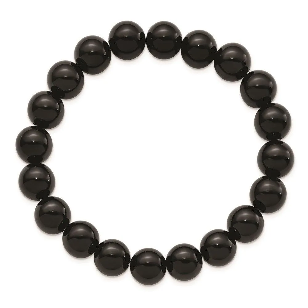 Chisel Jewelry Black Agate Beaded Stretch Bracelet