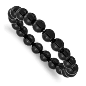 Chisel Jewelry Black Agate Beaded Stretch Bracelet