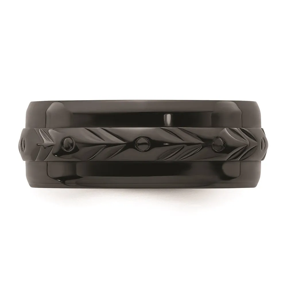 Chisel Jewelry Black Zirconium Polished 8mm Band | ZCR103